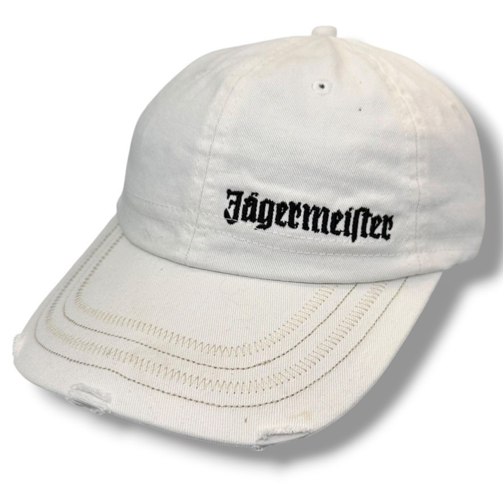 Jägermeister White Distressed Dad Hat Baseball Cap Adjustable Adult